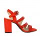 Pao Nu pieds cuir serpent rouge