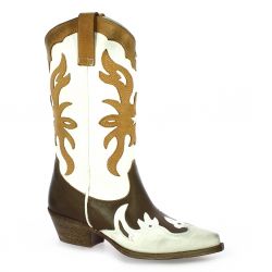 Metisse Bottes cuir blanc/cognac