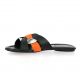 Reqins Nu pieds cuir velours noir/orange