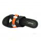 Reqins Nu pieds cuir velours noir/orange