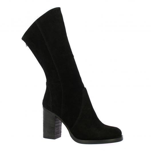 Nuova riviera Bottes cuir velours noir