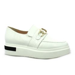 Benoite c Baskets cuir croco blanc