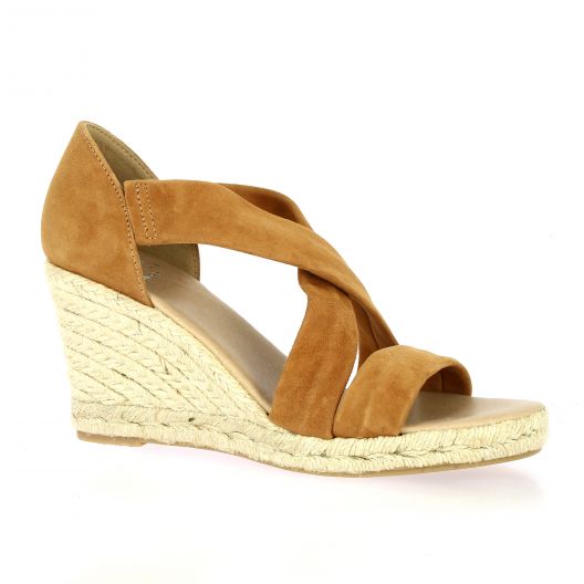 Exit Espadrille cuir velours cognac