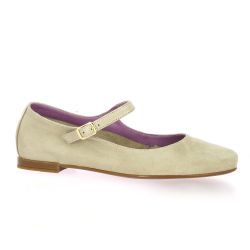 Pao Ballerines cuir velours taupe