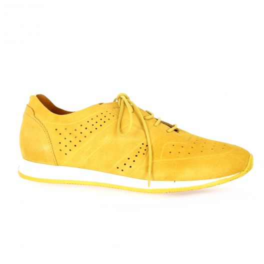 Pao Baskets cuir velours jaune