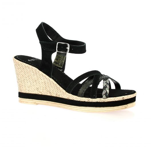 Exit Nu pieds cuir velours noir