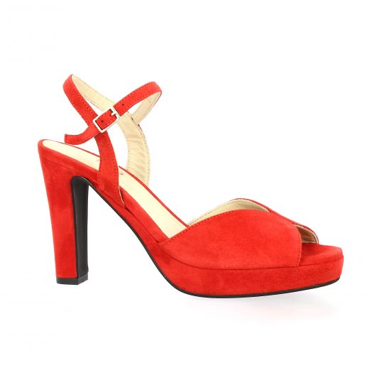 Vidi studio Nu pieds cuir velours rouge