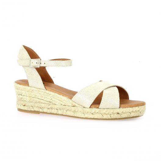 Pao Espadrille velours lamine beige