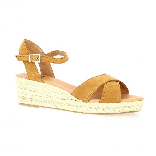 Pao Espadrille cuir velours whisky