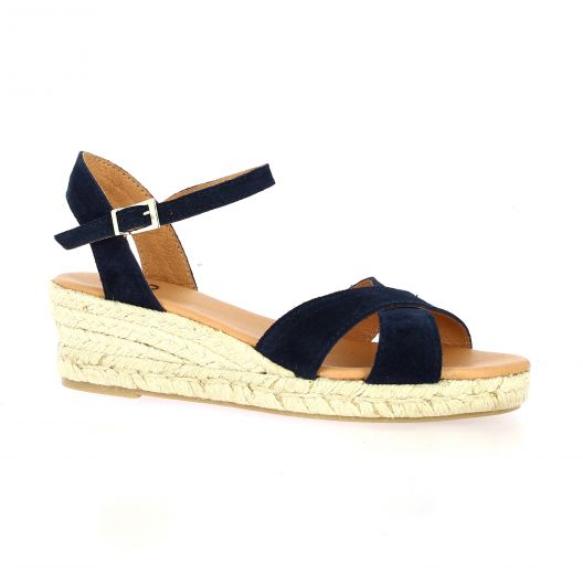 Pao Espadrille cuir velours marine