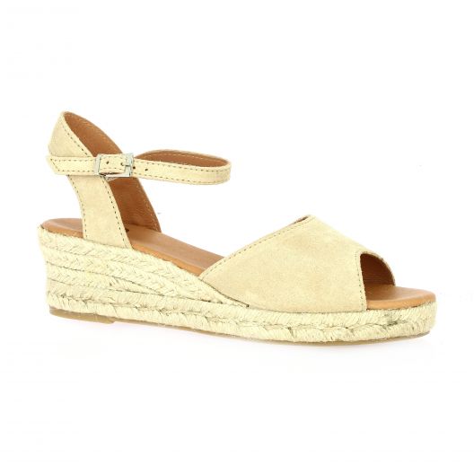 Pao Espadrille cuir velours camel