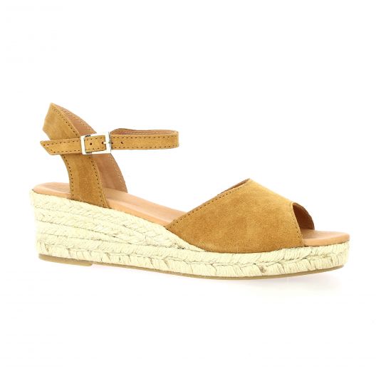 Pao Espadrille cuir velours whisky