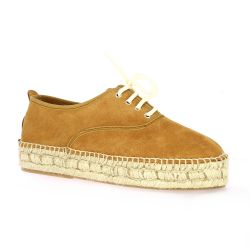 Pao Espadrille cuir velours whisky