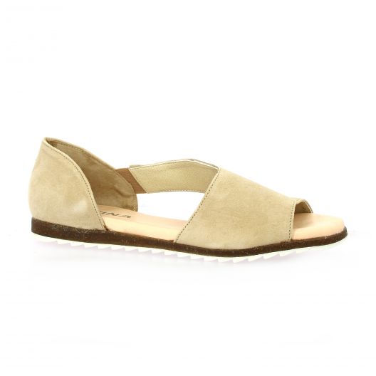 Latina Nu pieds cuir velours taupe