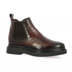 Reqins Boots cuir croco marron