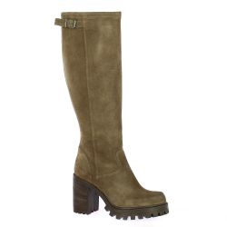 Spaziozero Bottes cuir velours taupe