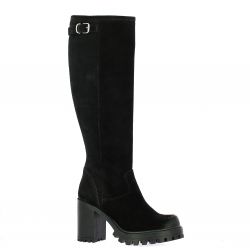 Spaziozero Bottes cuir velours noir