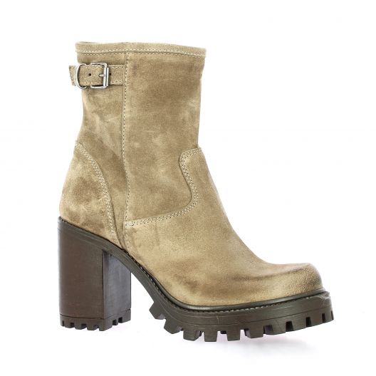 Spaziozero Boots cuir velours taupe