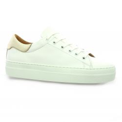 Exit Baskets cuir blanc/or
