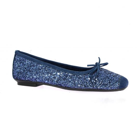 Reqins Ballerines cuir pailleté marine