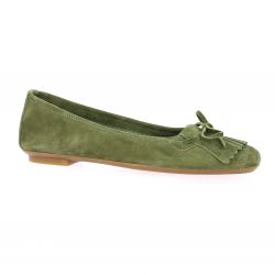 Reqins Ballerines cuir velours olive