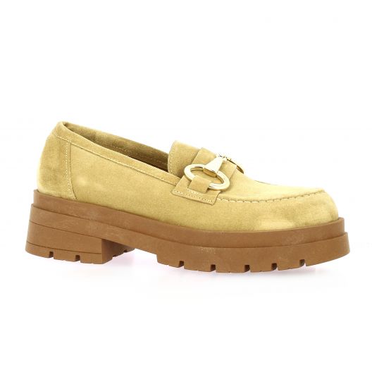 Pao Mocassins cuir velours camel