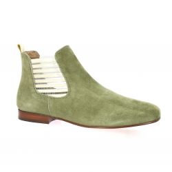 Reqins Boots cuir velours olive/or