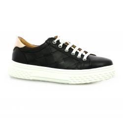 Coco abricot Baskets cuir noir