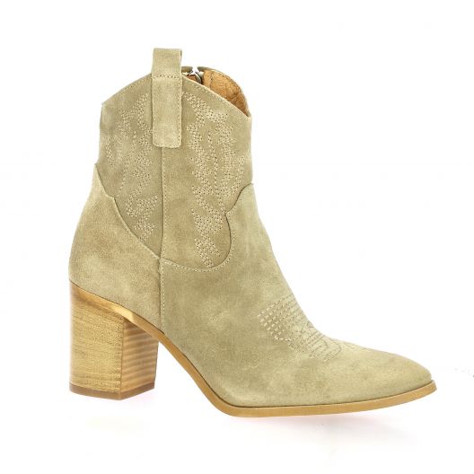Stm Boots cuir velours taupe