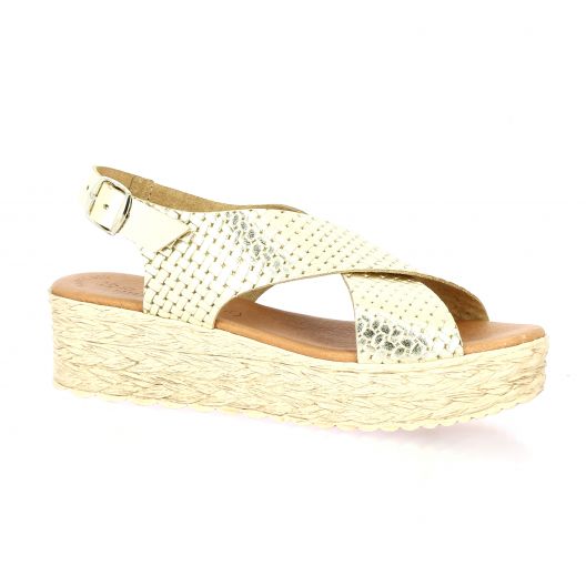 Eva frutos Nu pieds cuir or