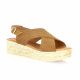 Eva frutos Nu pieds cuir velours camel