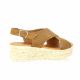Eva frutos Nu pieds cuir velours camel