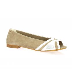 Reqins Ballerines cuir velours taupe