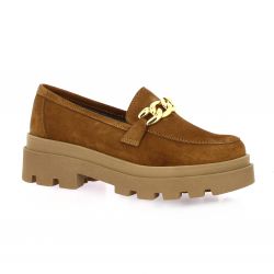 So send Mocassins cuir velours cognac