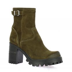 Spaziozero Boots cuir velours kaki