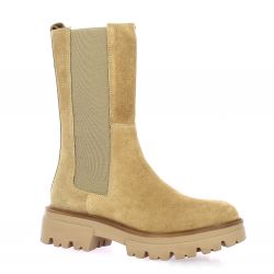 Reqins Boots cuir velours camel