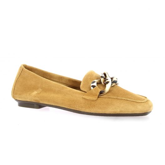 Reqins Mocassins cuir velours cognac