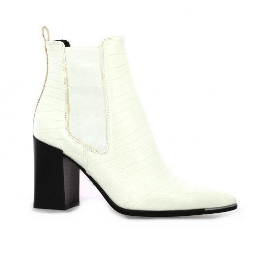 Pao Boots cuir croco blanc