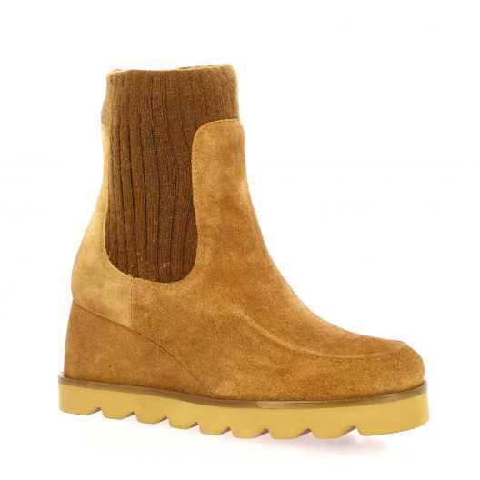 Unisa Boots cuir velours camel