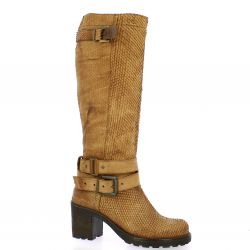 Pao Bottes cuir python cognac