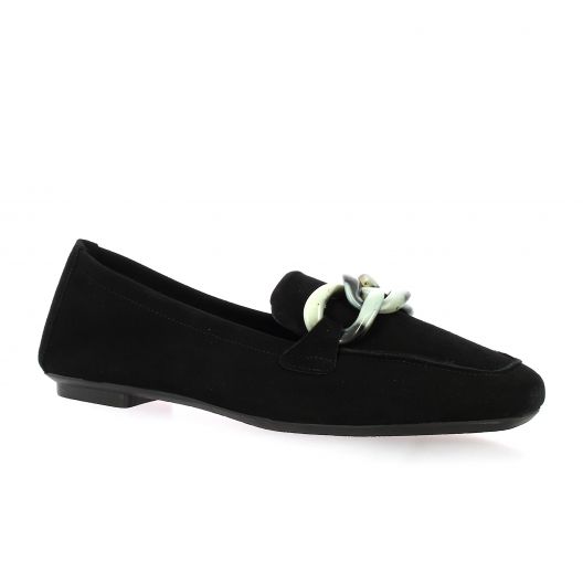 Reqins Mocassins cuir velours noir