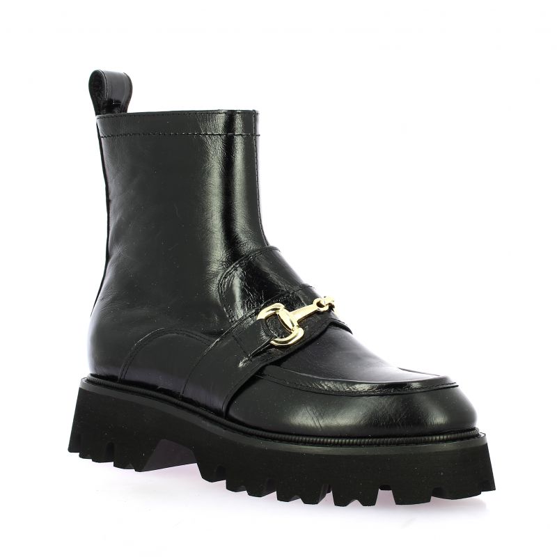 Pao boots chaussures cuir noir AP38
