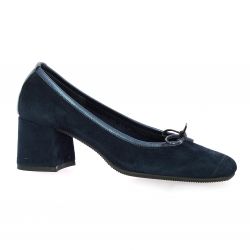 Reqins Ballerines cuir velours marine