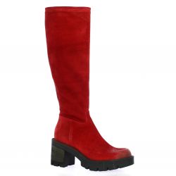 Spaziozero Bottes cuir velours rouge