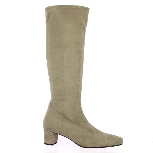 Pao bottes cuir velours beige