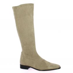 Pao bottes cuir velours beige