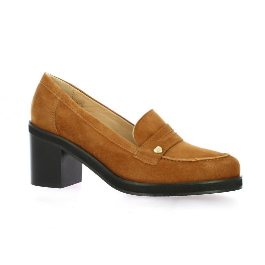 Vidi studio Mocassins cuir velours cognac