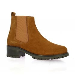 So send Boots cuir velours cognac