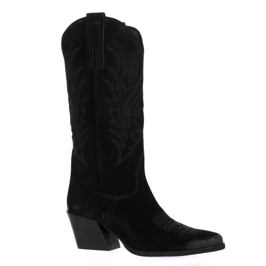 Gaia Bottes cuir velours noir