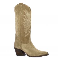 Gaia Bottes cuir velours taupe